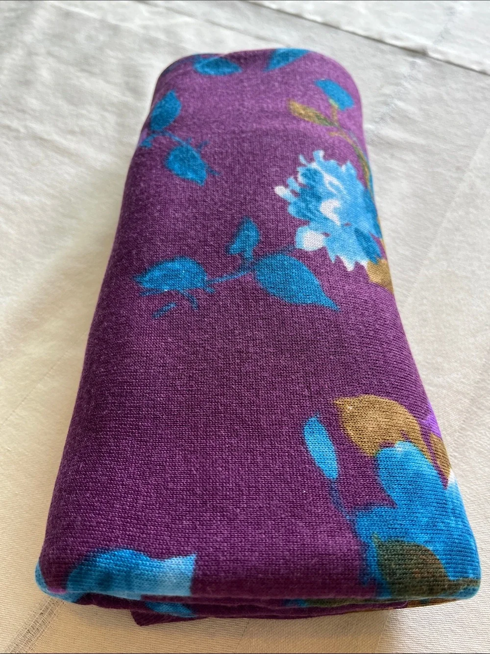 Floral Print In Purple With  Blue, Gold And White Accents Polyester Spandex 2Y